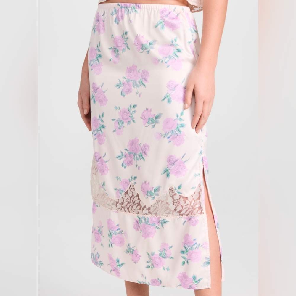 NWT Love Shack Fancy Fayette Midi Skirt in  Mauve Rose Sz XL